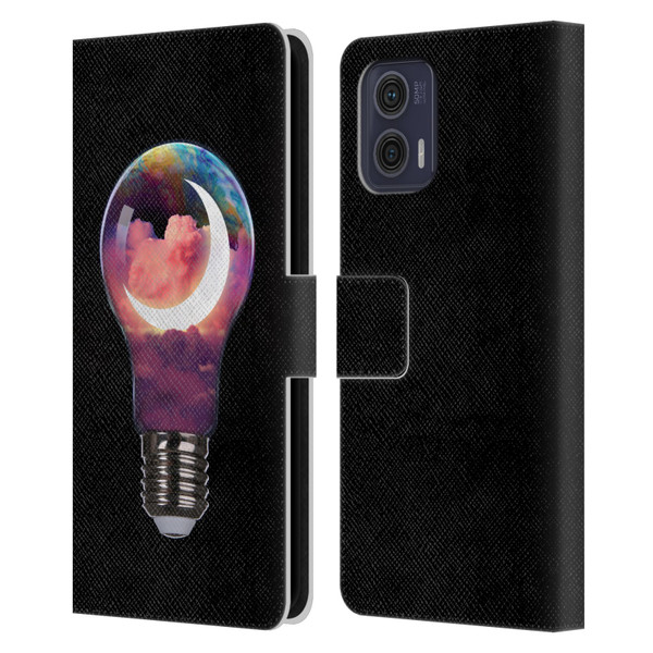 Dave Loblaw Sci-Fi And Surreal Light Bulb Moon Leather Book Wallet Case Cover For Motorola Moto G73 5G
