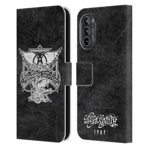 Aerosmith Black And White 1987 Permanent Vacation Leather Book Wallet Case Cover For Motorola Moto G82 5G