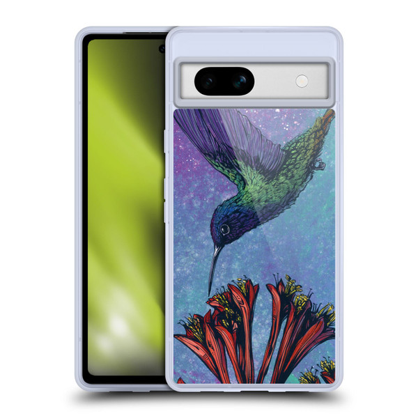 David Lozeau Colourful Grunge The Hummingbird Soft Gel Case for Google Pixel 7a