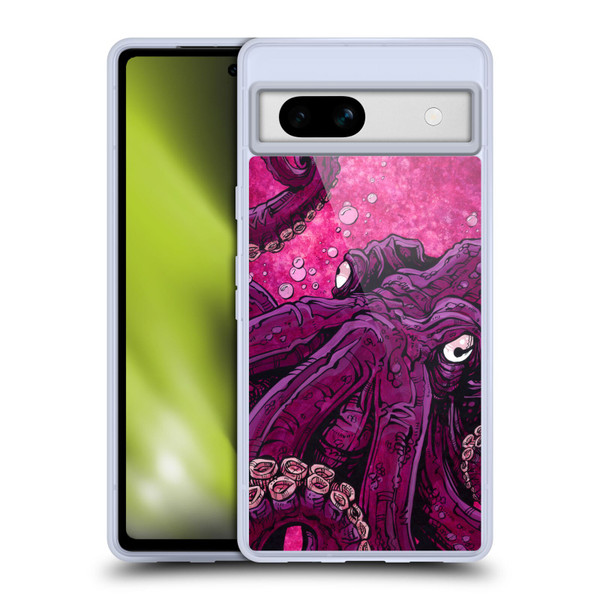 David Lozeau Colourful Grunge Octopus Squid Soft Gel Case for Google Pixel 7a