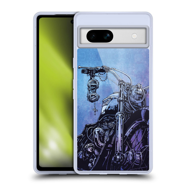 David Lozeau Skeleton Grunge Motorcycle Soft Gel Case for Google Pixel 7a