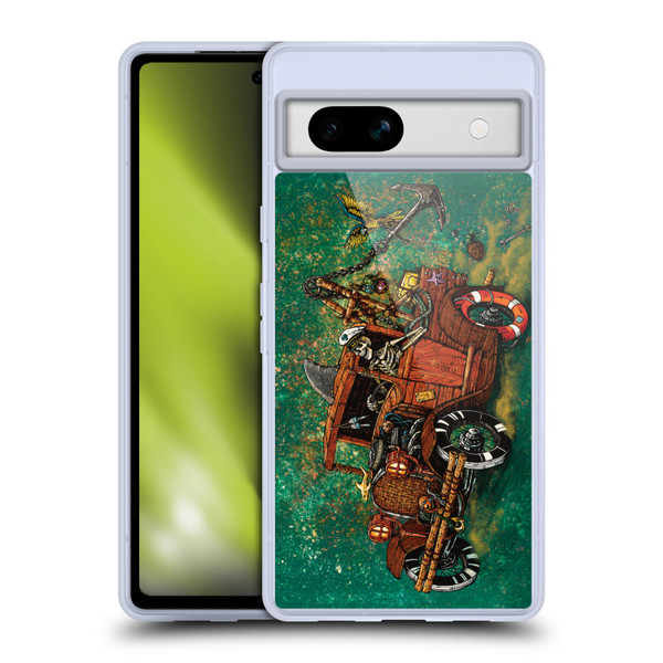 David Lozeau Skeleton Grunge Tiki Towing Soft Gel Case for Google Pixel 7a