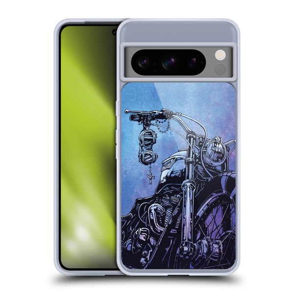 David Lozeau Skeleton Grunge Motorcycle Soft Gel Case for Google Pixel 8 Pro