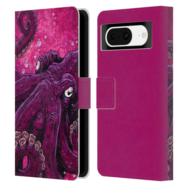 David Lozeau Colourful Grunge Octopus Squid Leather Book Wallet Case Cover For Google Pixel 8