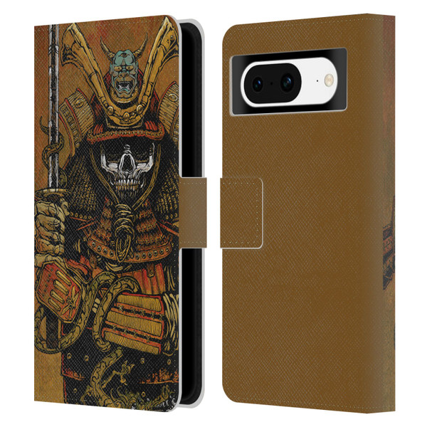 David Lozeau Colourful Grunge Samurai Leather Book Wallet Case Cover For Google Pixel 8