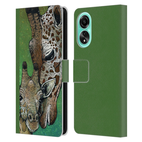 David Lozeau Colourful Art Giraffe Leather Book Wallet Case Cover For OPPO A78 4G