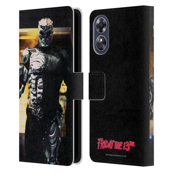 Friday the 13th: Jason X Comic Art And Logos Jason Cyborg Leather Book Wallet Case Cover For OPPO A17