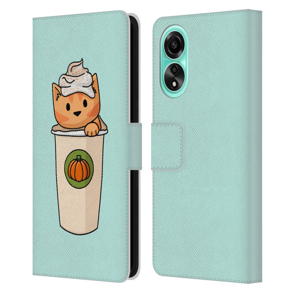 Beth Wilson Doodlecats Pumpkin Spice Latte Leather Book Wallet Case Cover For OPPO A78 4G