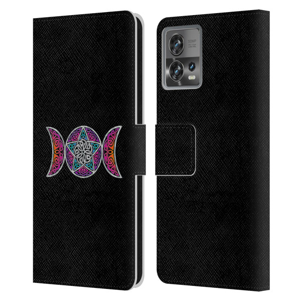 Beth Wilson Celtic Knot Stars Pagan Triple Moon Leather Book Wallet Case Cover For Motorola Moto Edge 30 Fusion