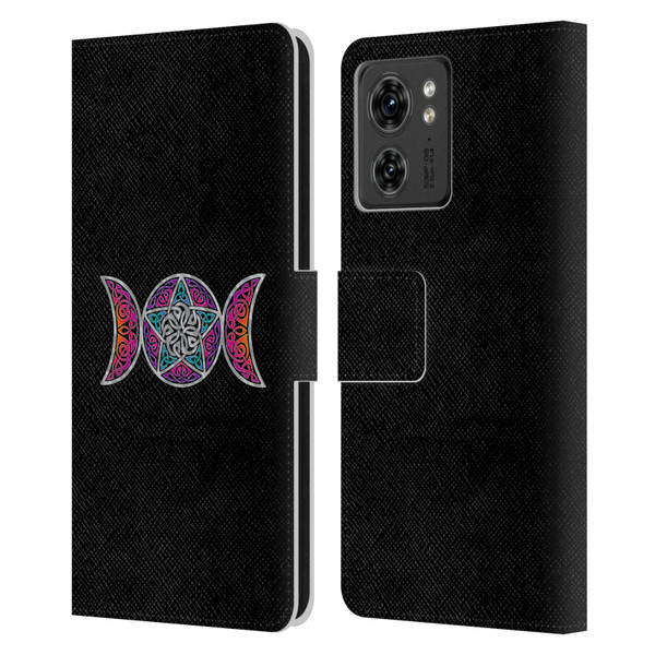 Beth Wilson Celtic Knot Stars Pagan Triple Moon Leather Book Wallet Case Cover For Motorola Moto Edge 40