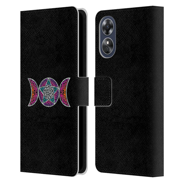 Beth Wilson Celtic Knot Stars Pagan Triple Moon Leather Book Wallet Case Cover For OPPO A17