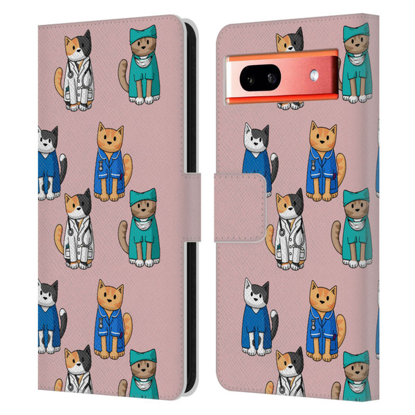Beth Wilson Doodle Cats 2 Professionals Leather Book Wallet Case Cover For Google Pixel 7a