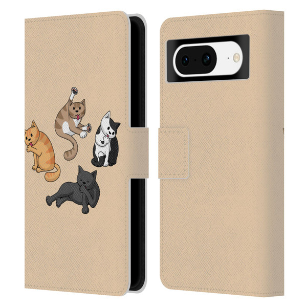 Beth Wilson Doodle Cats 2 Washing Time Leather Book Wallet Case Cover For Google Pixel 8