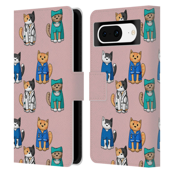 Beth Wilson Doodle Cats 2 Professionals Leather Book Wallet Case Cover For Google Pixel 8