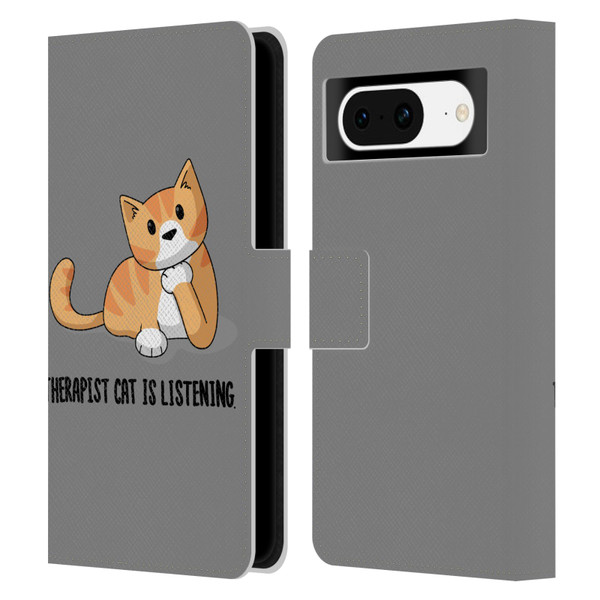 Beth Wilson Doodle Cats 2 Therapist Leather Book Wallet Case Cover For Google Pixel 8