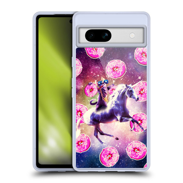 Random Galaxy Mixed Designs Thug Cat Riding Unicorn Soft Gel Case for Google Pixel 7a