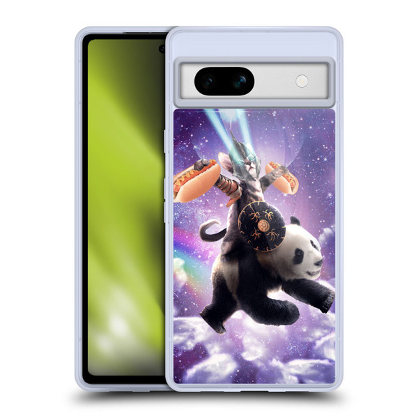 Random Galaxy Mixed Designs Warrior Cat Riding Panda Soft Gel Case for Google Pixel 7a