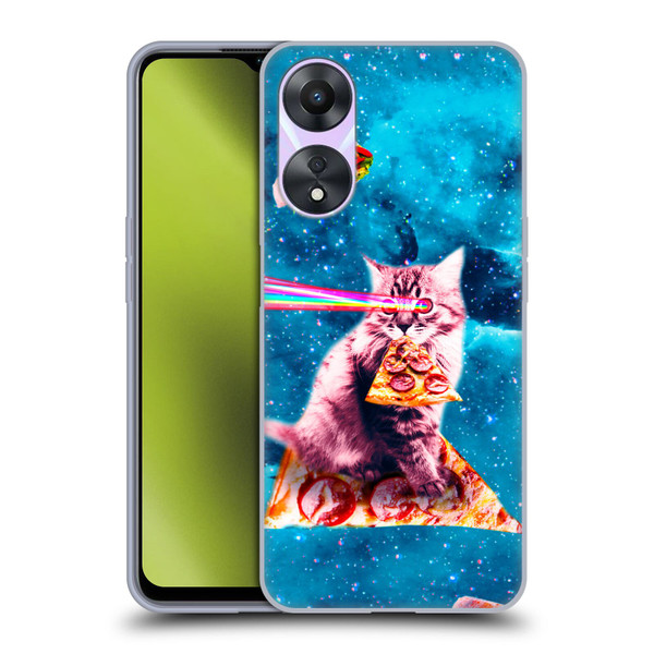 Random Galaxy Space Cat Lazer Eye & Pizza Soft Gel Case for OPPO A78 5G
