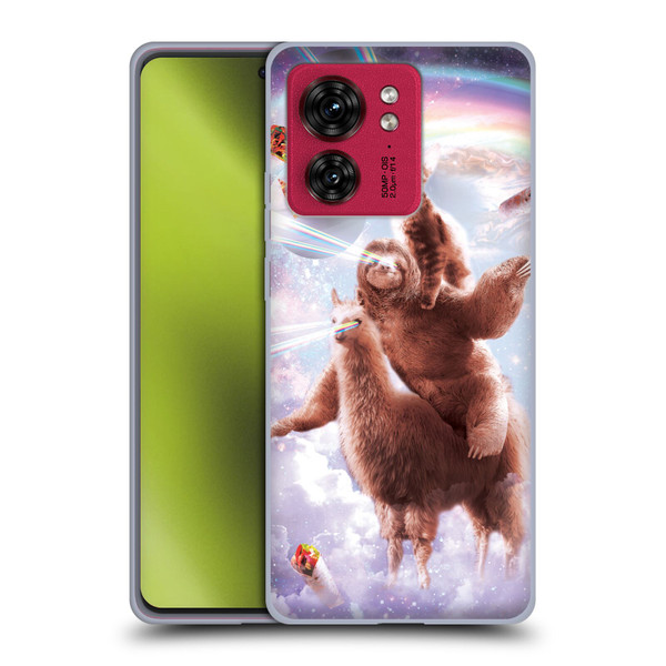 Random Galaxy Space Llama Sloth & Cat Lazer Eyes Soft Gel Case for Motorola Moto Edge 40