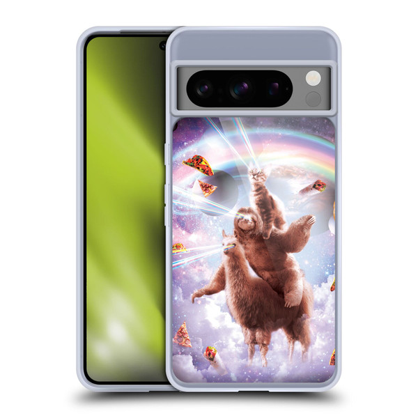 Random Galaxy Space Llama Sloth & Cat Lazer Eyes Soft Gel Case for Google Pixel 8 Pro