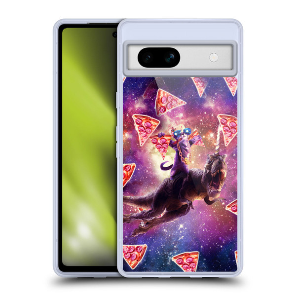 Random Galaxy Space Pizza Ride Thug Cat & Dinosaur Unicorn Soft Gel Case for Google Pixel 7a