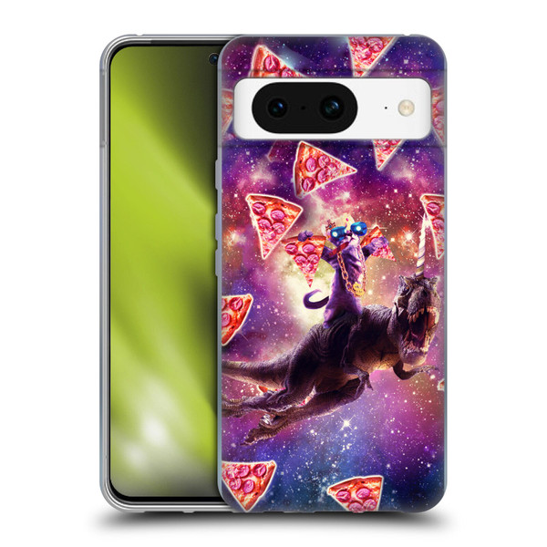 Random Galaxy Space Pizza Ride Thug Cat & Dinosaur Unicorn Soft Gel Case for Google Pixel 8