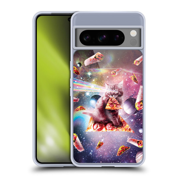 Random Galaxy Space Pizza Ride Outer Space Lazer Cat Soft Gel Case for Google Pixel 8 Pro