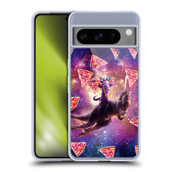 Random Galaxy Space Pizza Ride Thug Cat & Dinosaur Unicorn Soft Gel Case for Google Pixel 8 Pro