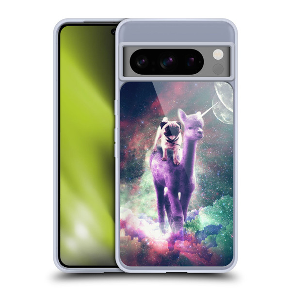 Random Galaxy Space Unicorn Ride Pug Riding Llama Soft Gel Case for Google Pixel 8 Pro