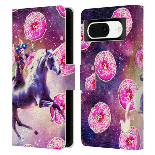 Random Galaxy Mixed Designs Thug Cat Riding Unicorn Leather Book Wallet Case Cover For Google Pixel 8