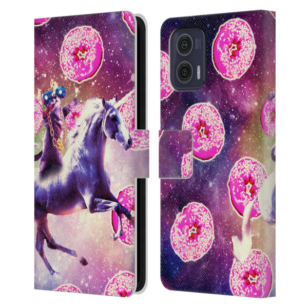 Random Galaxy Mixed Designs Thug Cat Riding Unicorn Leather Book Wallet Case Cover For Motorola Moto G73 5G