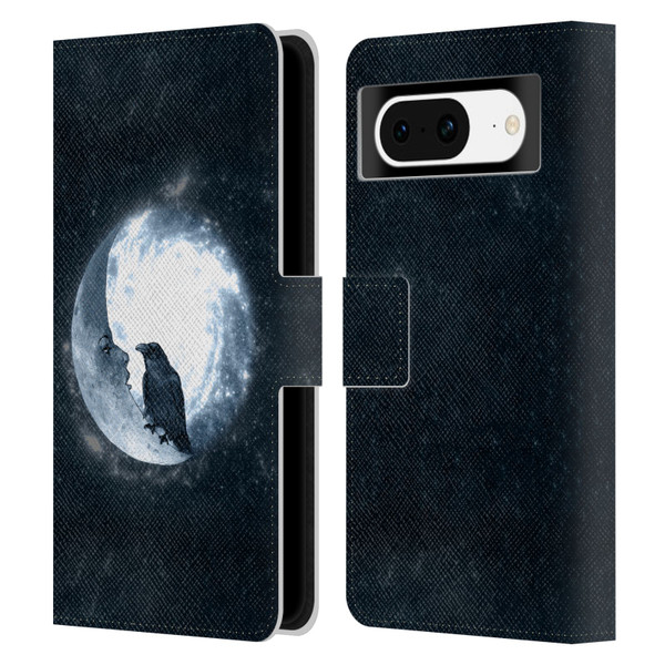Barruf Animals Crow and Its Moon Leather Book Wallet Case Cover For Google Pixel 8
