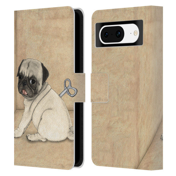 Barruf Dogs Pug Toy Leather Book Wallet Case Cover For Google Pixel 8