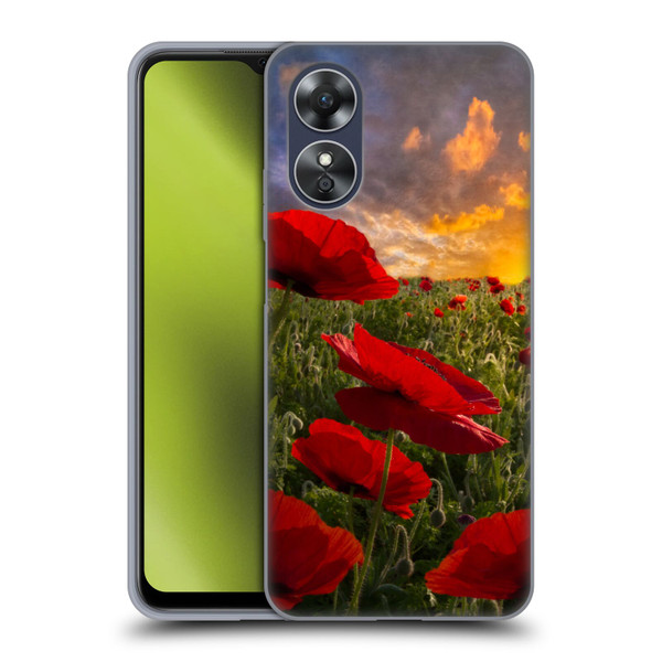 Celebrate Life Gallery Florals Red Flower Field Soft Gel Case for OPPO A17