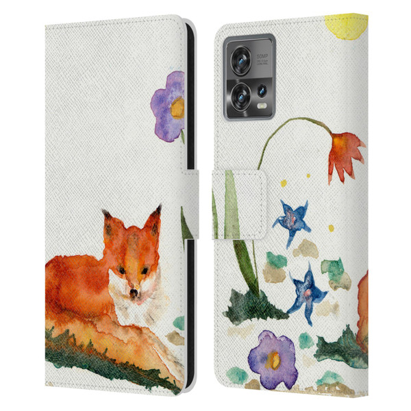 Wyanne Animals Little Fox In The Garden Leather Book Wallet Case Cover For Motorola Moto Edge 30 Fusion
