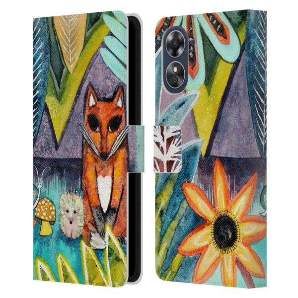 Wyanne Animals 2 Fox Leather Book Wallet Case Cover For OPPO A17