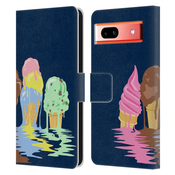 Rachel Caldwell Illustrations Ice Cream River Leather Book Wallet Case Cover For Google Pixel 7a