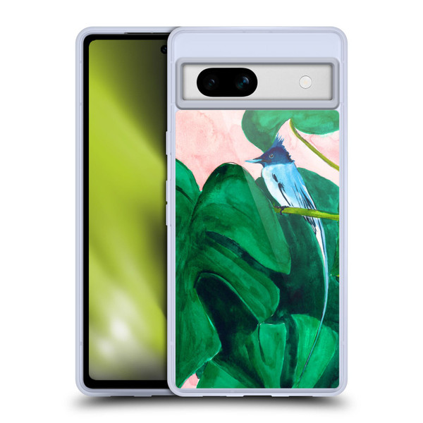 Mai Autumn Birds Monstera Plant Soft Gel Case for Google Pixel 7a