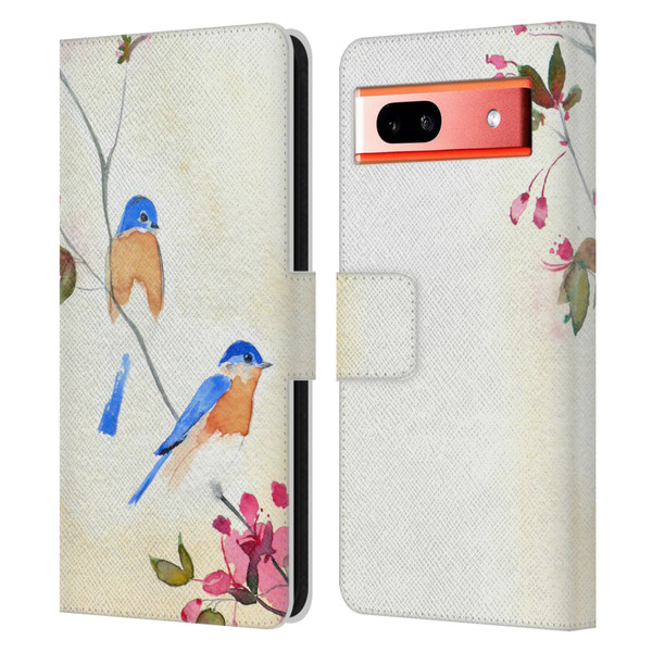 Mai Autumn Birds Blossoms Leather Book Wallet Case Cover For Google Pixel 7a