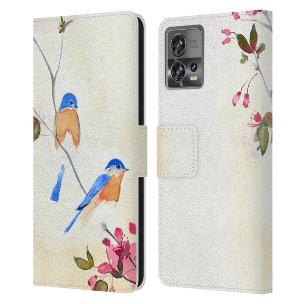 Mai Autumn Birds Blossoms Leather Book Wallet Case Cover For Motorola Moto Edge 30 Fusion