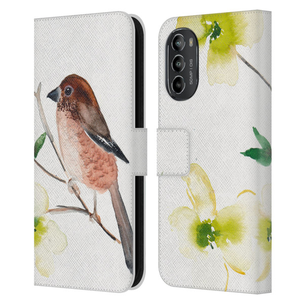 Mai Autumn Birds Dogwood Branch Leather Book Wallet Case Cover For Motorola Moto G82 5G
