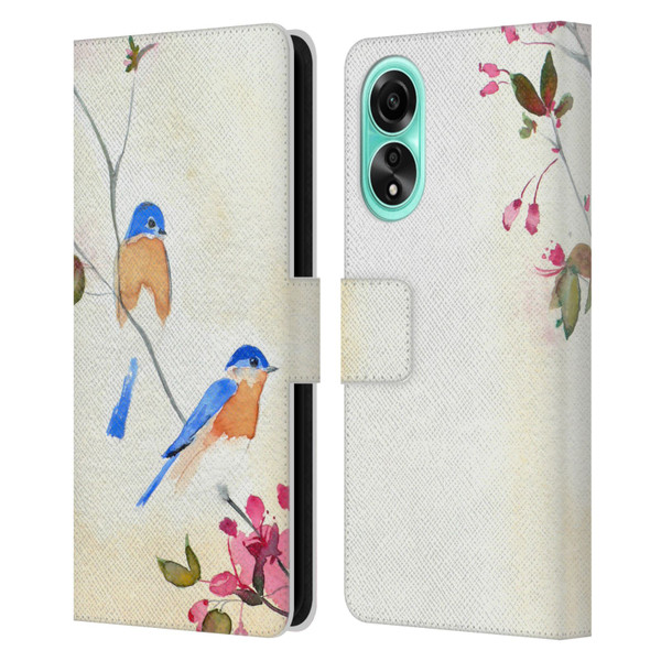 Mai Autumn Birds Blossoms Leather Book Wallet Case Cover For OPPO A78 5G