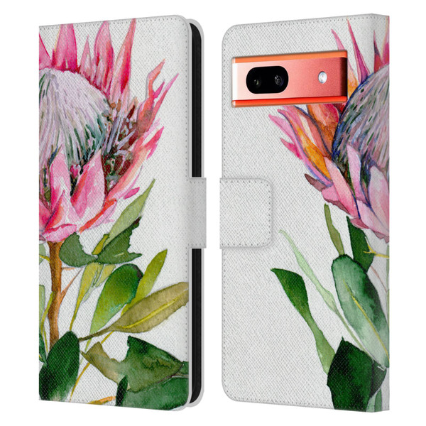 Mai Autumn Floral Blooms Protea Leather Book Wallet Case Cover For Google Pixel 7a