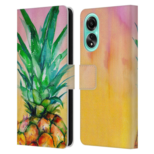 Mai Autumn Paintings Ombre Pineapple Leather Book Wallet Case Cover For OPPO A78 5G