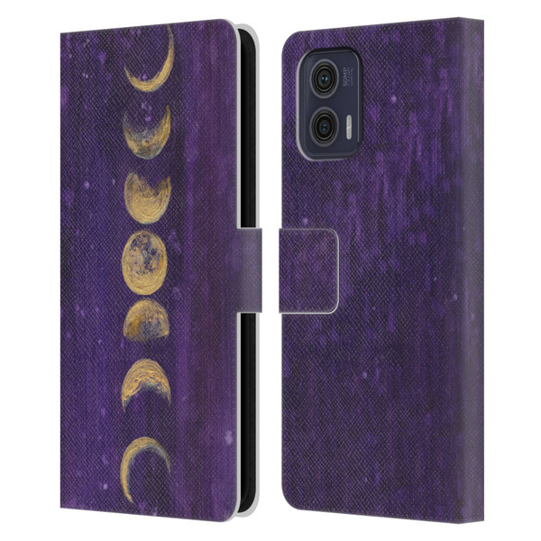 Mai Autumn Space And Sky Moon Phases Leather Book Wallet Case Cover For Motorola Moto G73 5G