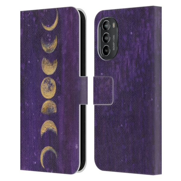 Mai Autumn Space And Sky Moon Phases Leather Book Wallet Case Cover For Motorola Moto G82 5G