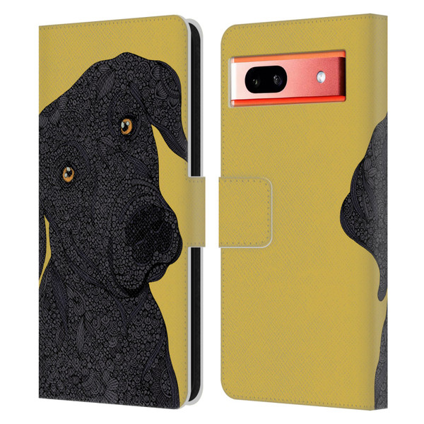 Valentina Dogs Black Labrador Leather Book Wallet Case Cover For Google Pixel 7a