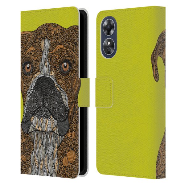 Valentina Dogs Boxer Leather Book Wallet Case Cover For OPPO A17