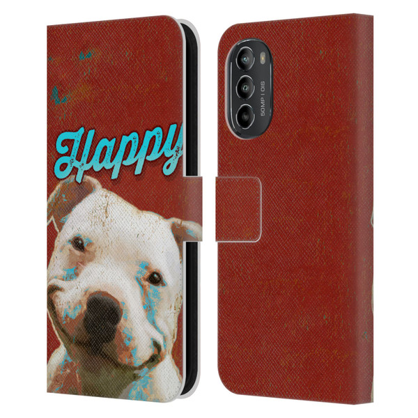 Duirwaigh Animals Pitbull Dog Leather Book Wallet Case Cover For Motorola Moto G82 5G