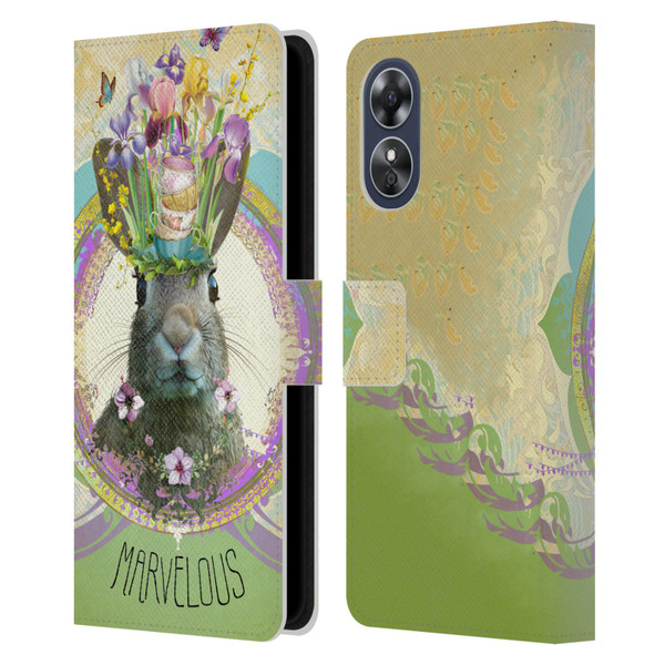 Duirwaigh Boho Animals Rabbit Leather Book Wallet Case Cover For OPPO A17